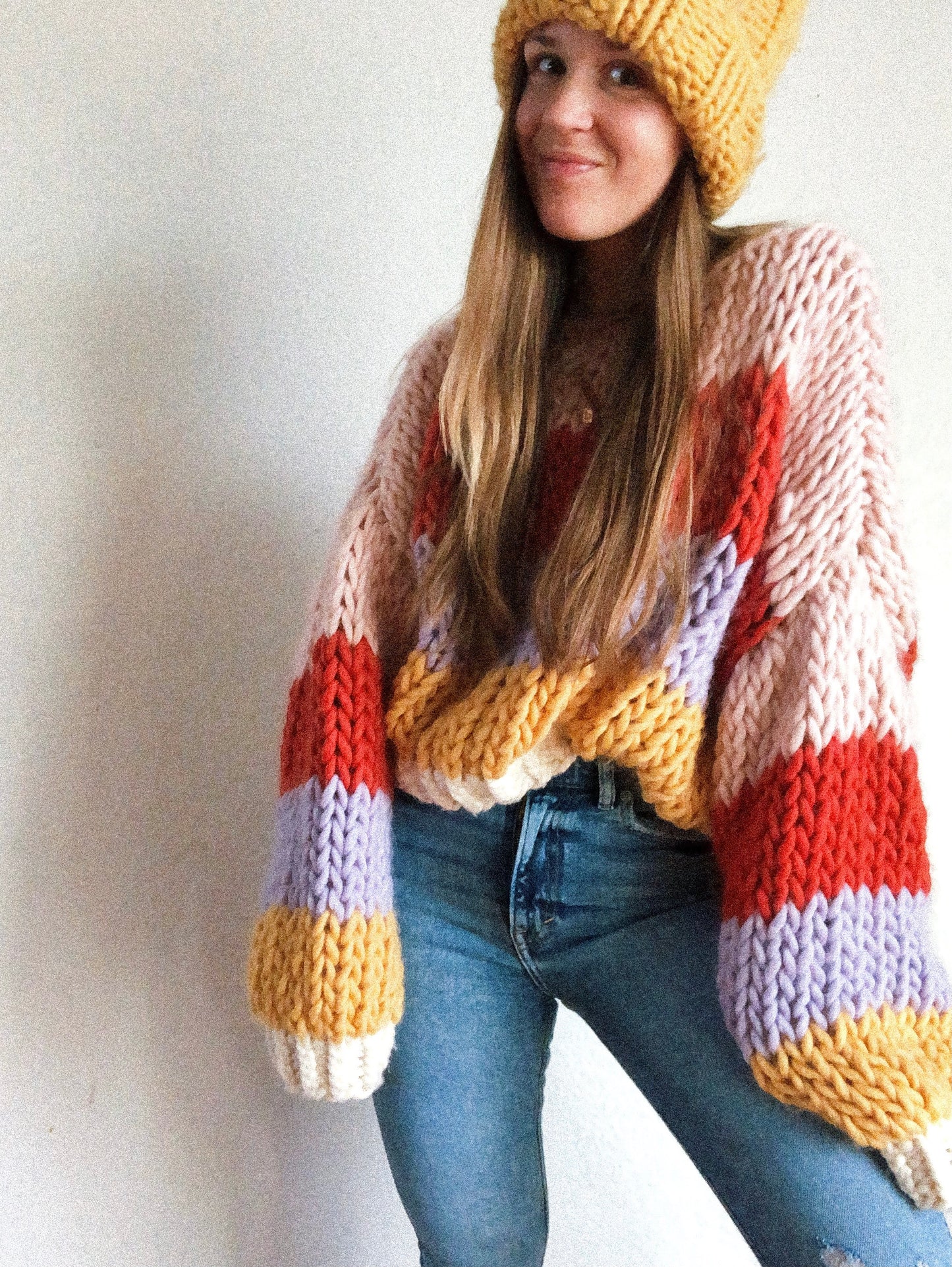 Cropped Striped Winter Sweater