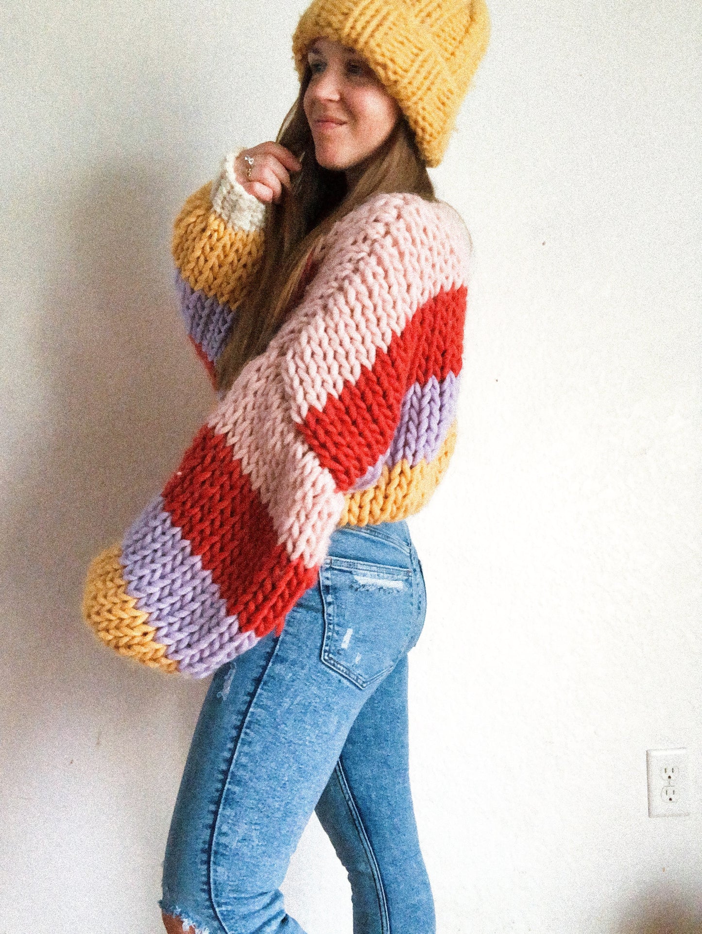 Cropped Striped Winter Sweater